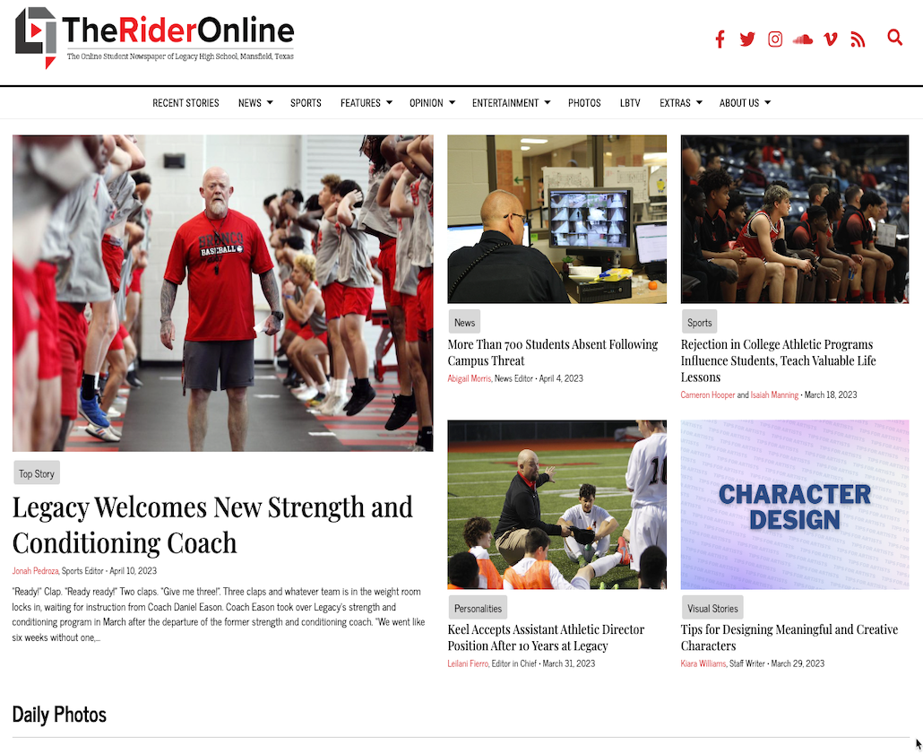 The Rider Online, Legacy HS Student Media